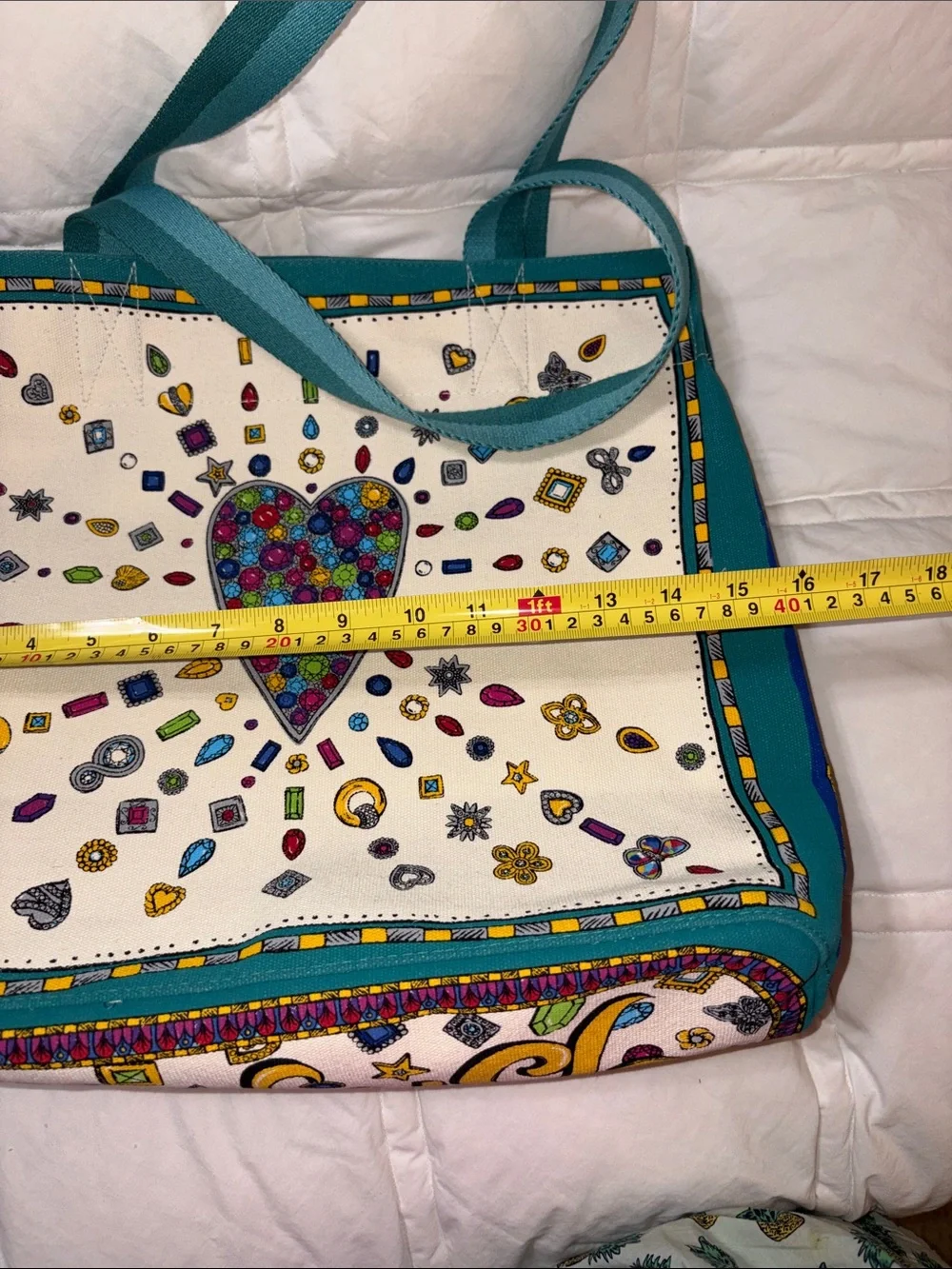 Nwot Brighton Limited Edition Charmed Love Canvas Tote Bag Whimsical Folk Art